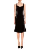 Sophia Sleeveless Flounce-hem Dress, Black