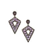 Rose-cut Amethyst & Diamond Geometric Drop Earrings