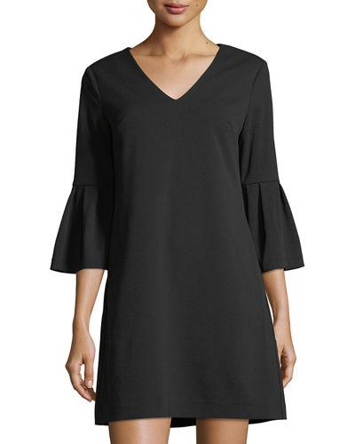 Bell-sleeve V-neck