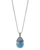 Classic Chain Celestial Orb Blue Quartz Pendant Necklace