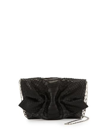 Carlos Falchi New Baby Small Python Shoulder Bag, Black, Women's