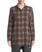 Brushed Window Plaid Button-down Oversized