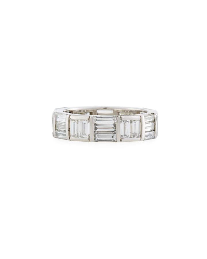 Platinum Diamond-stack Wedding Band Ring