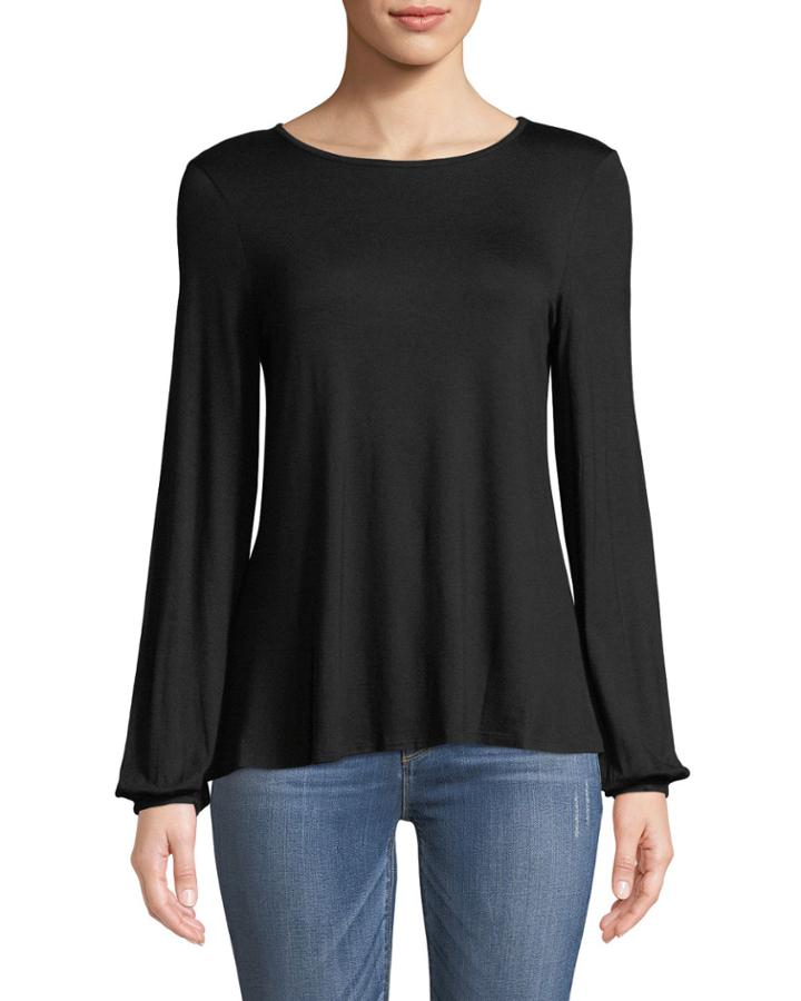Grommet Embellished Tie-back Chiffon Tee