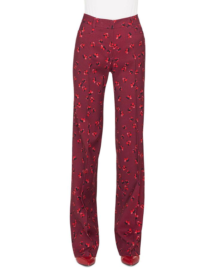 Mikka Floral-print Straight-leg Wool Trousers