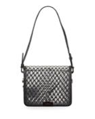 Pvc Net Flap Crossbody Bag, Black