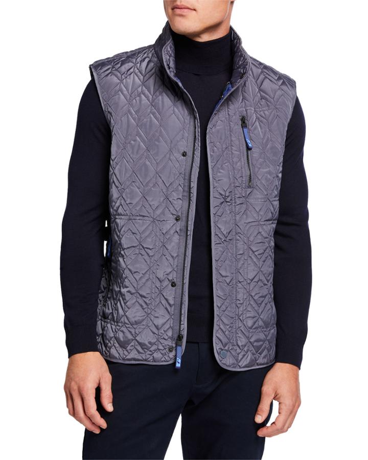 Men's Quilted Zip-pocket Vest