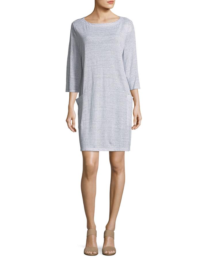 Plus Size Striped Organic Linen