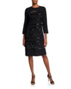 Giovanetta Embellished Nouveau Crepe 3/4-sleeve