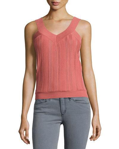 Ribbed V-neck Sleeveless