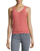 Ribbed V-neck Sleeveless