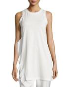 Sleeveless Ruffle-trim Long Tank, Antique