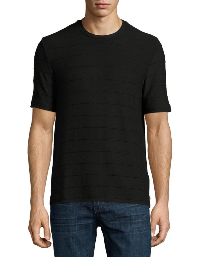 Textured-stripe Crewneck T-shirt, Black