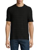 Textured-stripe Crewneck T-shirt, Black
