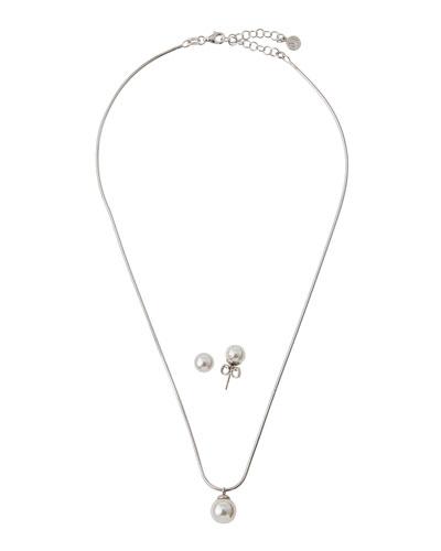 Pearl Pendant Necklace & Stud Earrings