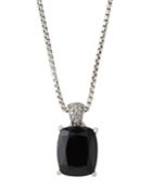 Classic Chain Black Onyx & Diamond Pave Pendant Necklace
