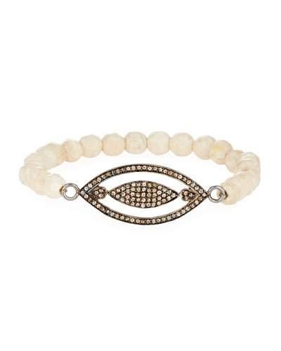 Beaded Agate & Diamond Stretch Bracelet