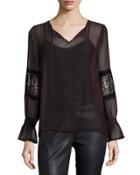 Lace-mix Long-sleeve Blouse