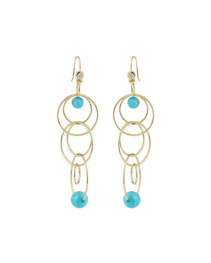 18k Nova Diamond Jet Set Earrings In Turquoise