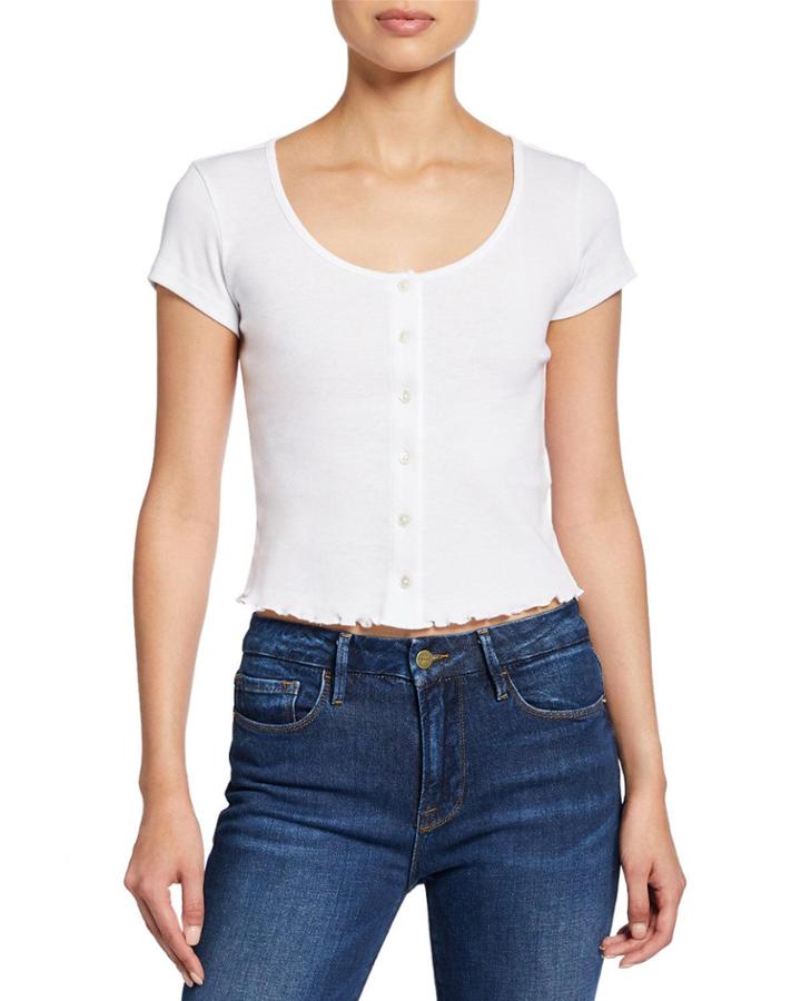 Mini Button Up Ribbed Tee