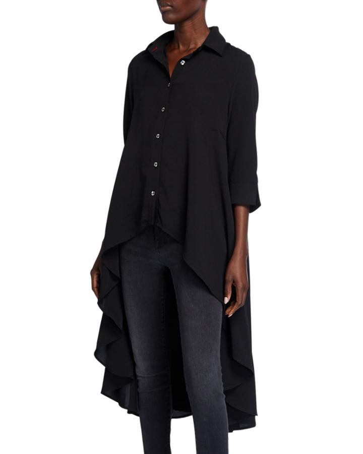 High-low Button Down Blouse