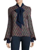 Geometric-print Tie-neck