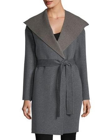 Cashmere-blend Double-face Hooded Wrap Coat