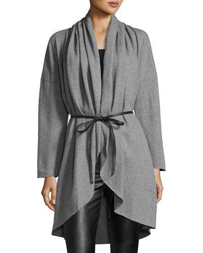 Falling Out Wool-blend Cardigan W/ Belt, Gray