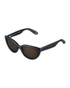 Thick Cat-eye Acetate Sunglasses, Dark Gray