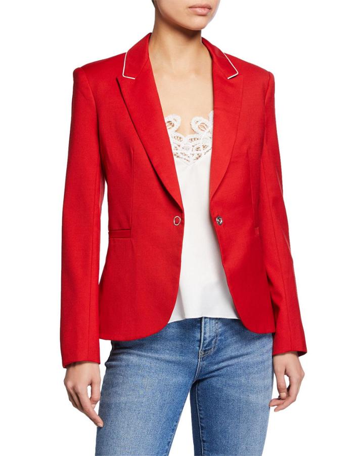 Ring-snap Wool Fitted Blazer