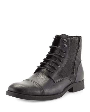 Edgar Leather Double-zip Boot, Black