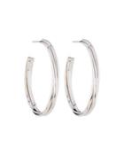 18k White Gold Slim Oval Hoop Earrings