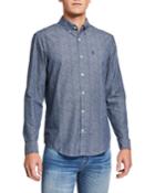 Men's Floral Print Chambray Long-sleeve
