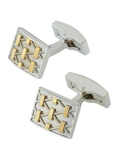 Two-tone Crisscross Bar Cuff Links,