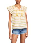 Getty Floral Eyelet Tassel-tie Top