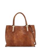 Willow Crocodile-embossed Satchel Bag, Cognac