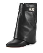 Calfskin Shark-lock Fold-over Bootie