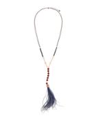 Multi-beaded Feather Pendant Necklace