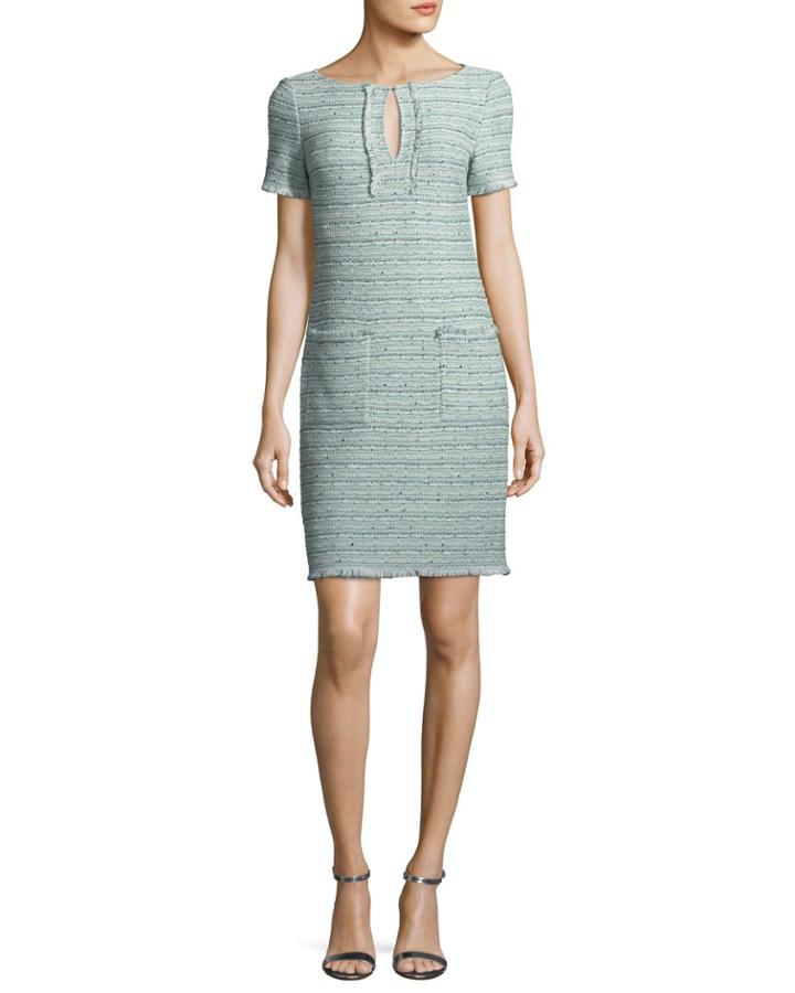 Riana Multi-tweed Split-neck Dress