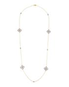 Open Pave-clover Station Long Wrap Necklace,