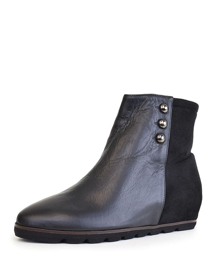 Mixed Studded Hidden Wedge Ankle Booties