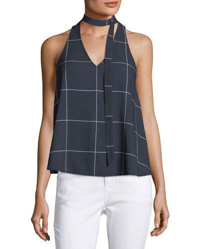 Curtis Windowpane-print Blouse