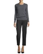 Tailored Slim-leg Ankle Trousers, Charcoal