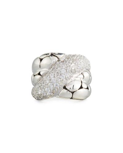 Kali Arus Twist Ring W/ White Sapphire Pave,