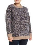 Mock-neck Leopard Chenille Sweater,