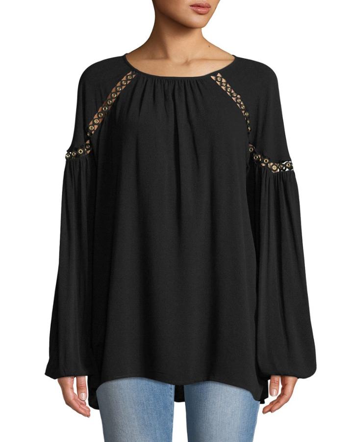 Eyelet-trimmed Peasant Blouse