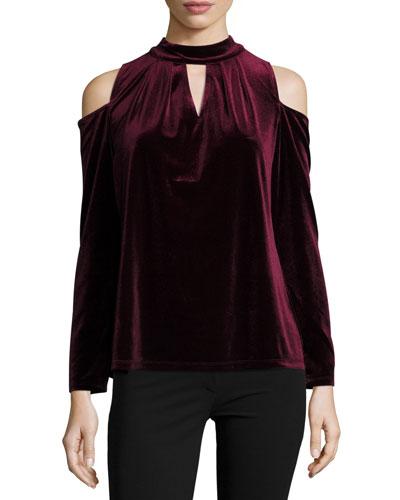 Cold-shoulder Velvet Top