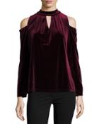 Cold-shoulder Velvet Top