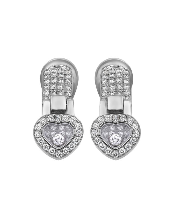 Happy Diamonds 18k White Gold Diamond Huggie Earrings