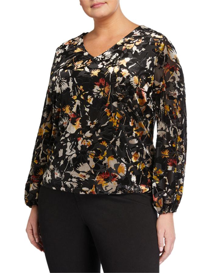 Plus Size Alma Velvet Burnout Top